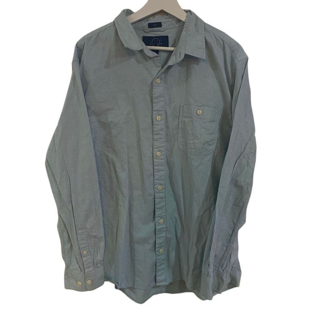 Even Tide slim fit long sleeve green recycled cotton striped XL
